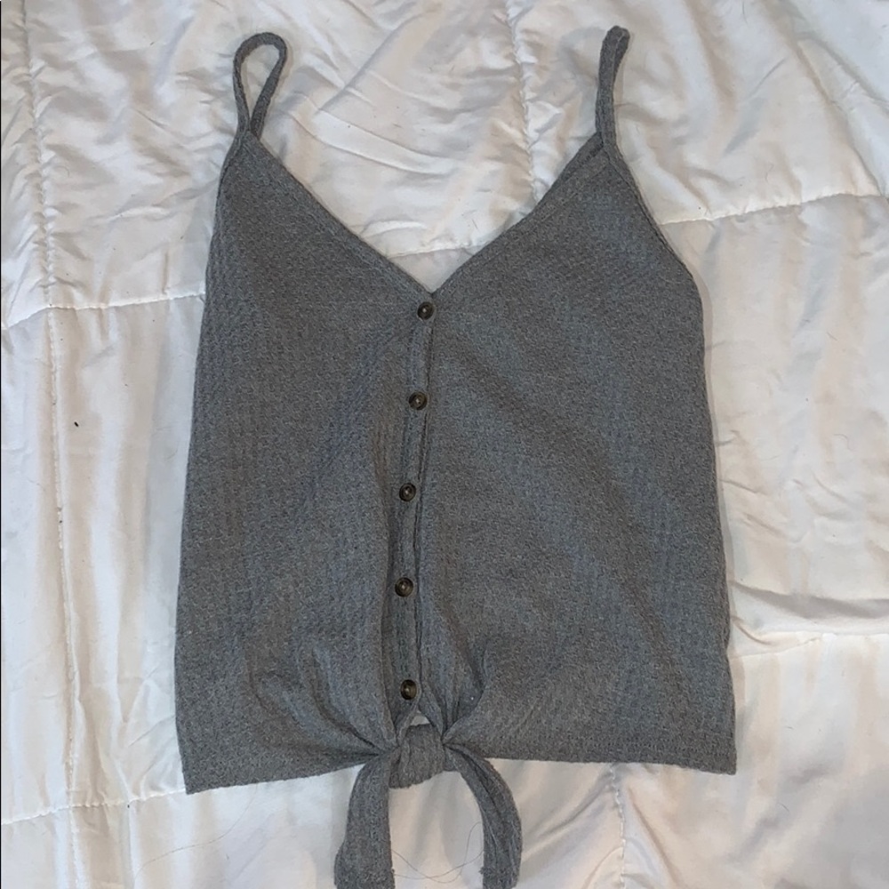 grey button down tie top